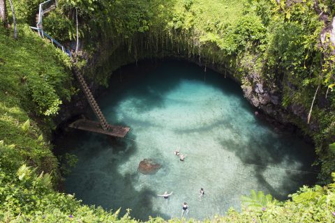 Watch the swim-through at To Sua Trench, many tourists get caught out here. Photo: Derek Morrison