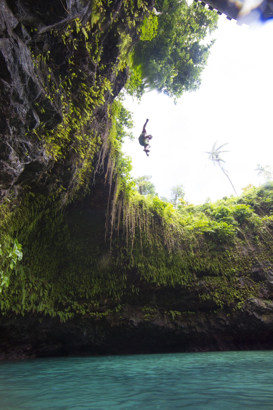 The cliff jump at To Sua Trench, Samoa. 