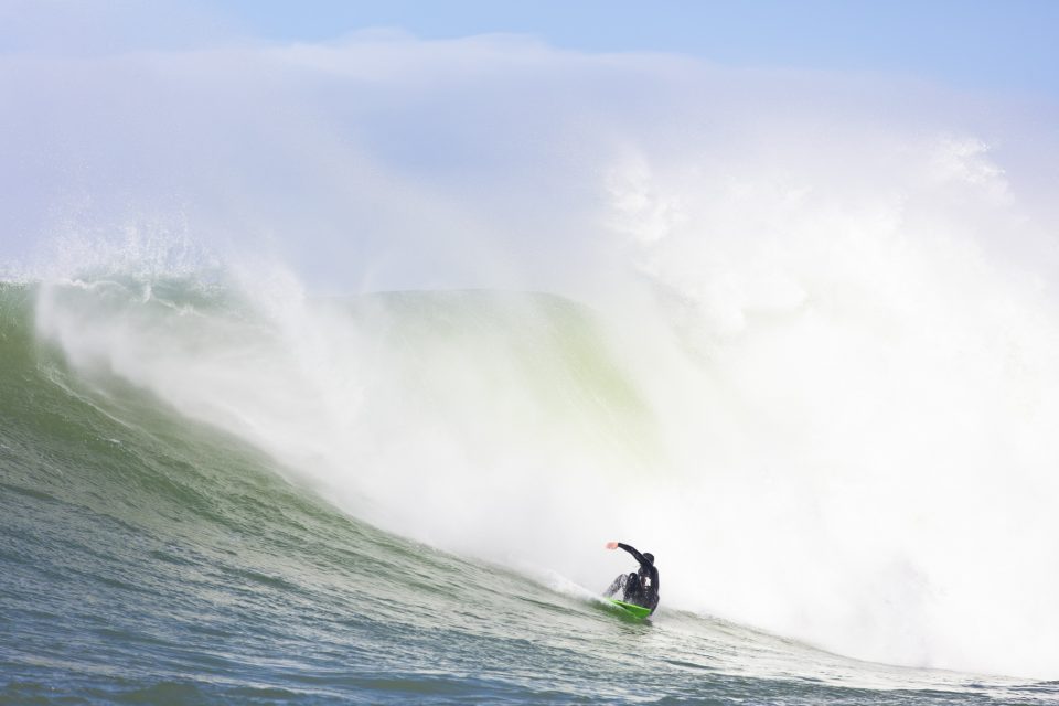 Delta opens his account at a remote reefbreak in the South Island, New Zealand. Photo: Derek Morrison