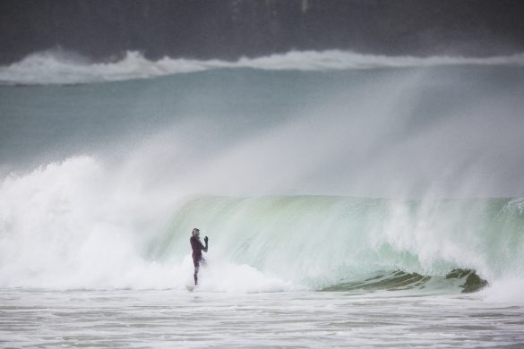 What just happened? Ziggy Alberts straightens out of the barrel of his life. Photo: Derek Morrison