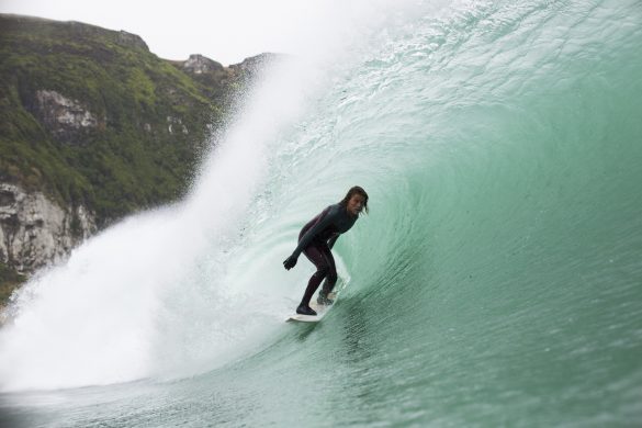 Australian singer songwriter Ziggy Alberts clocking up tube time between gigs at a remote beach in the Catlins, Southland, New Zealand. Photo: Derek Morrison