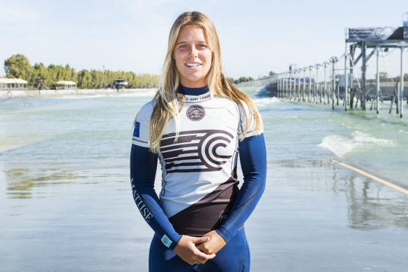 Paige Hareb (NZ), member of Team World at the 2018 Founders Cup at the WSL Surf Ranch, Lemoore, CA, USA. Photo: WSL/Cestari