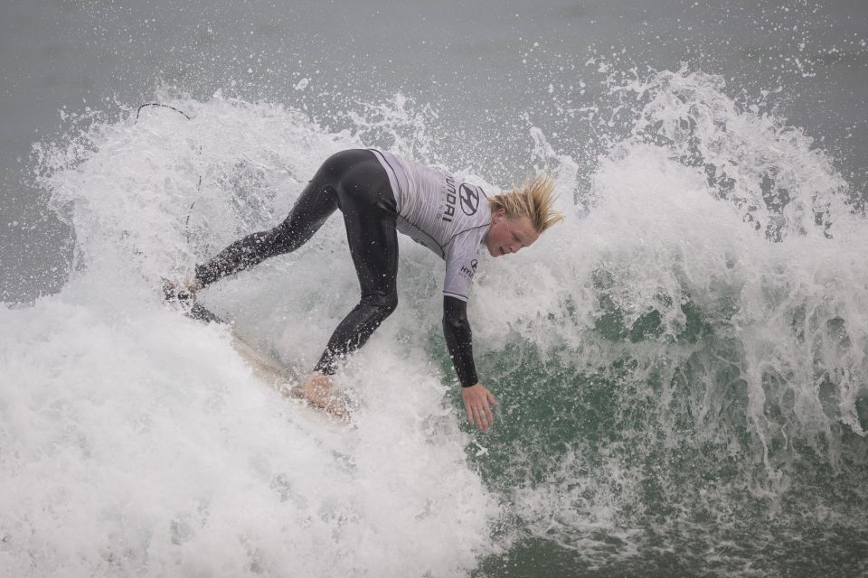 Taylor O'Leary in action during the 2019 Emerson's Brewery South Island Surfing Championships held at St Clair, Dunedin, New Zealand. Photo: Derek Morrison