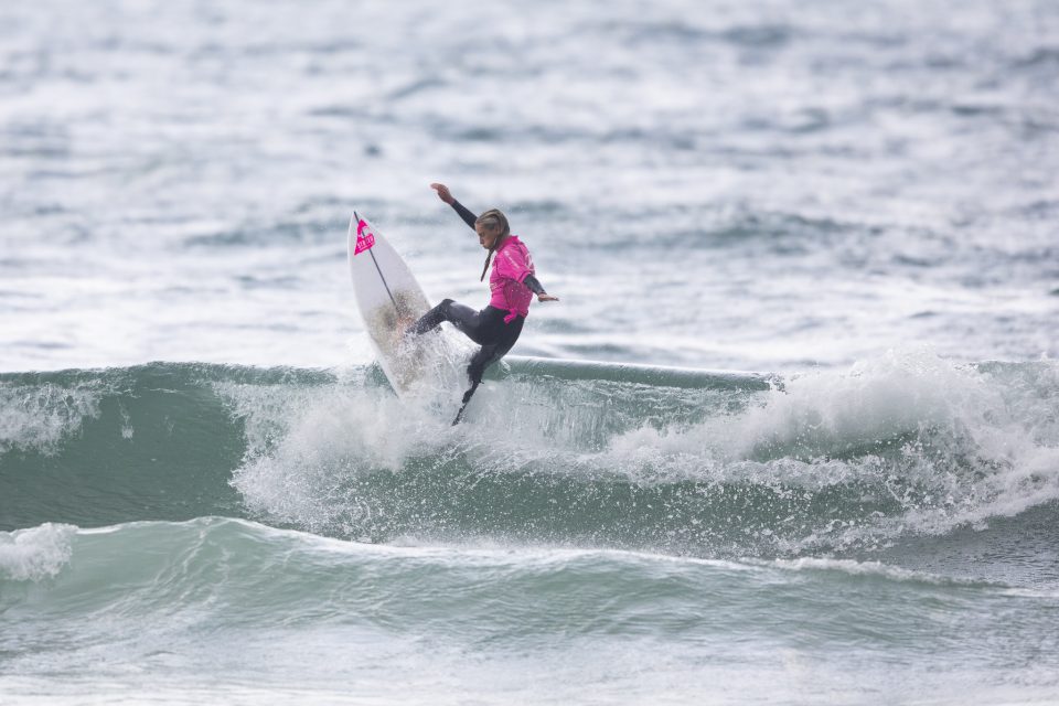 Ava Henderson on her way to two finals during the 2019 Emerson's Brewery South Island Surfing Championships held at St Clair, Dunedin, New Zealand. Photo: Derek Morrison