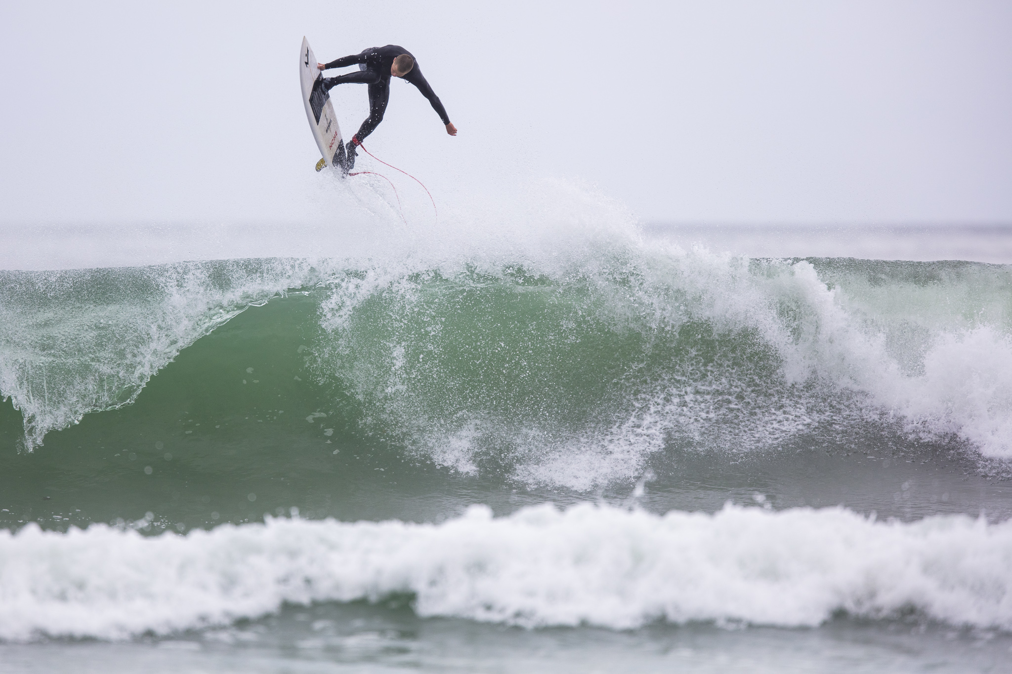 Jonas Tawharu takes flight. Photo: Derek Morrison