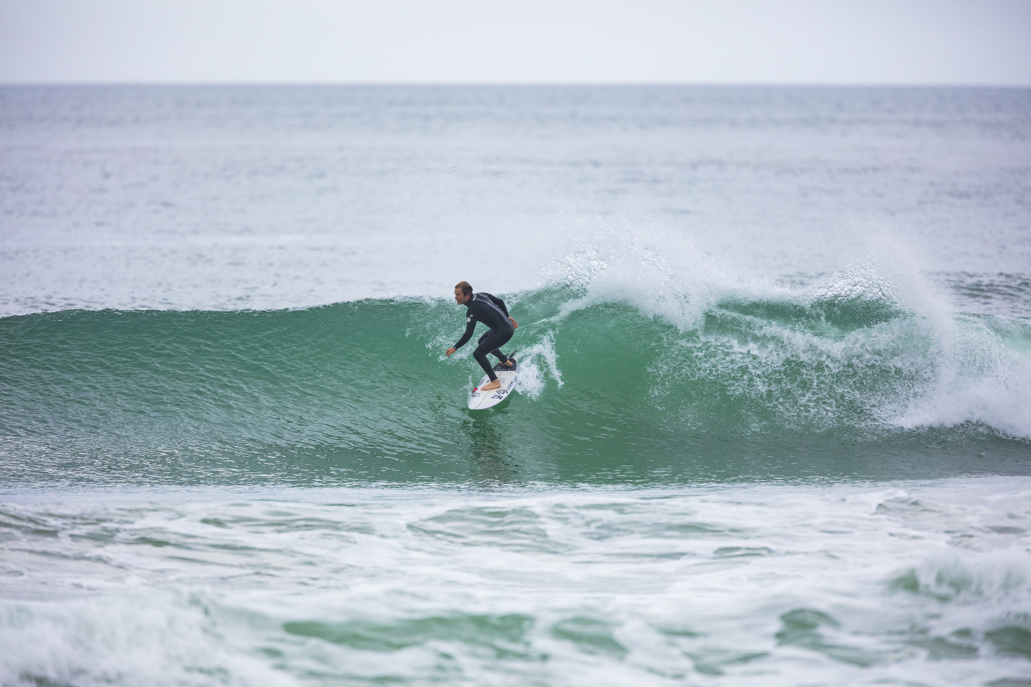 Olympic athlete Billy Stairmand trains during a clean swell at a beach near Brighton, Dunedin, New Zealand.