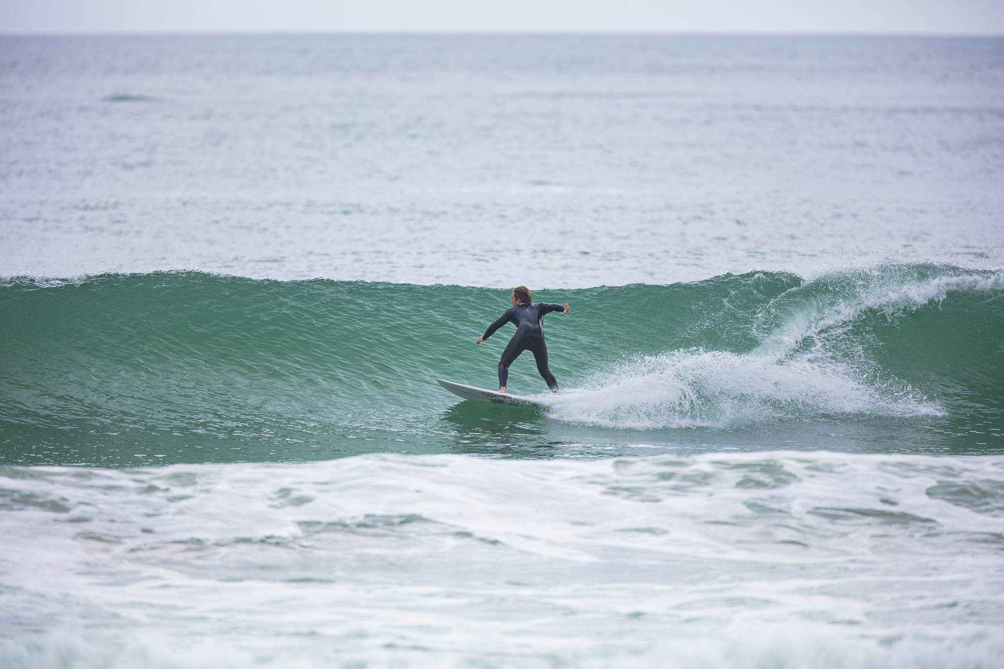 Olympic athlete Billy Stairmand trains during a clean swell at a beach near Brighton, Dunedin, New Zealand.