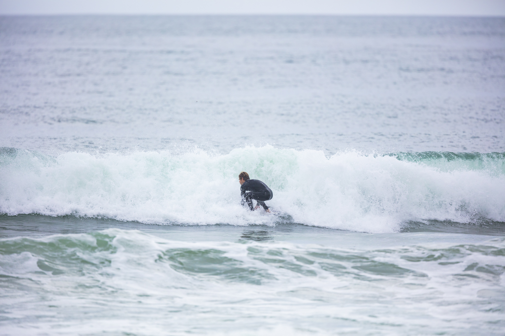 Olympic athlete Billy Stairmand trains during a clean swell at a beach near Brighton, Dunedin, New Zealand.