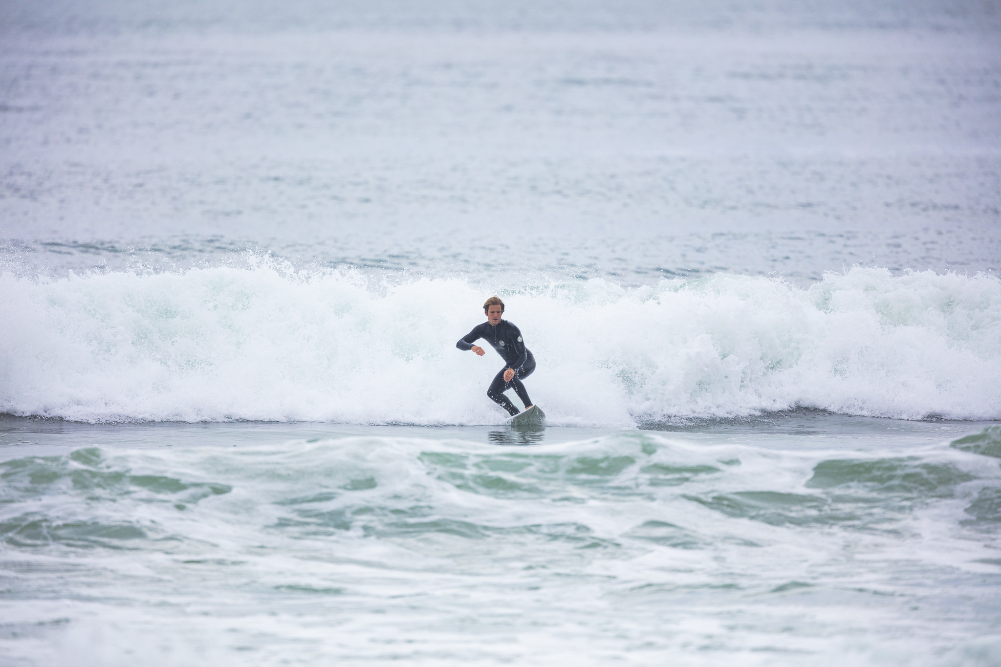 Olympic athlete Billy Stairmand trains during a clean swell at a beach near Brighton, Dunedin, New Zealand.