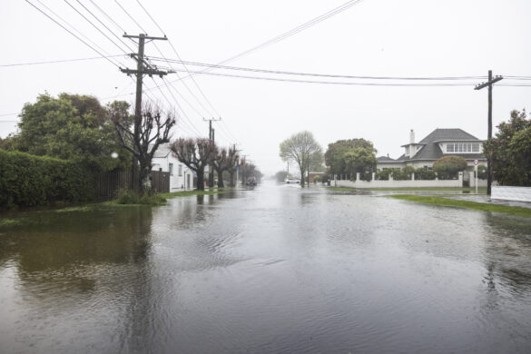 Surrey Street is closed due to widespread flooding October 2024 in Dunedin. Photo: Derek Morrison