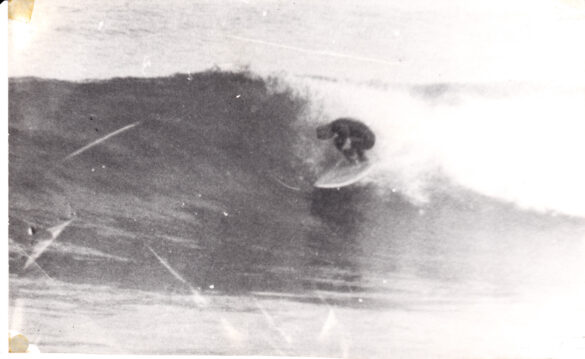Graham Carse surfing in the early '70s in Dunedin. Photo: Graham Carse Archives